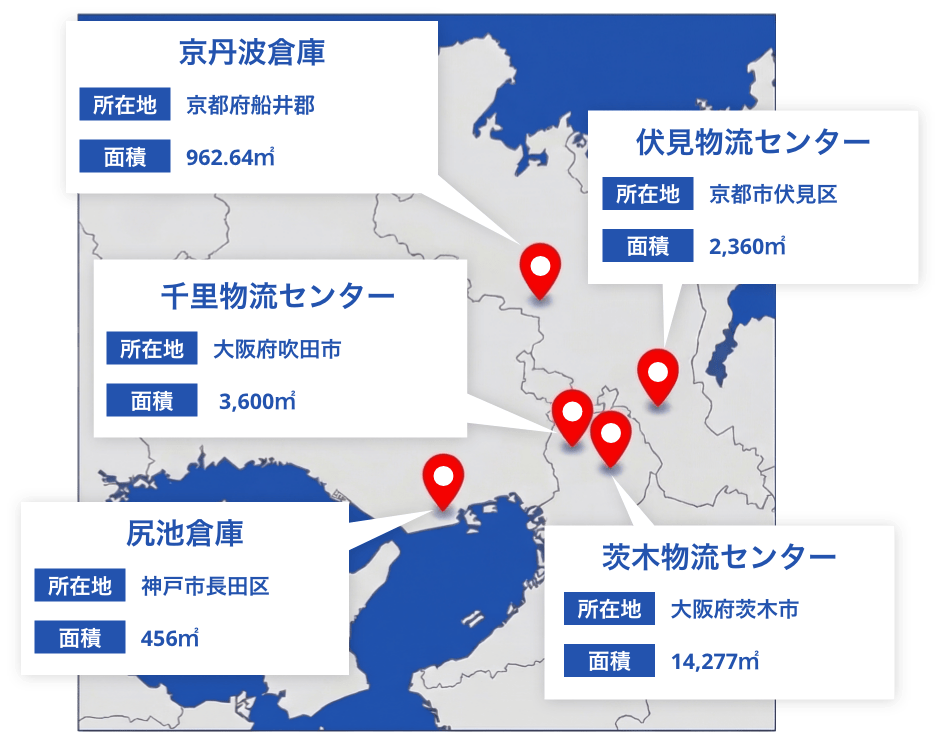 倉庫ネットワーク（近畿エリア）